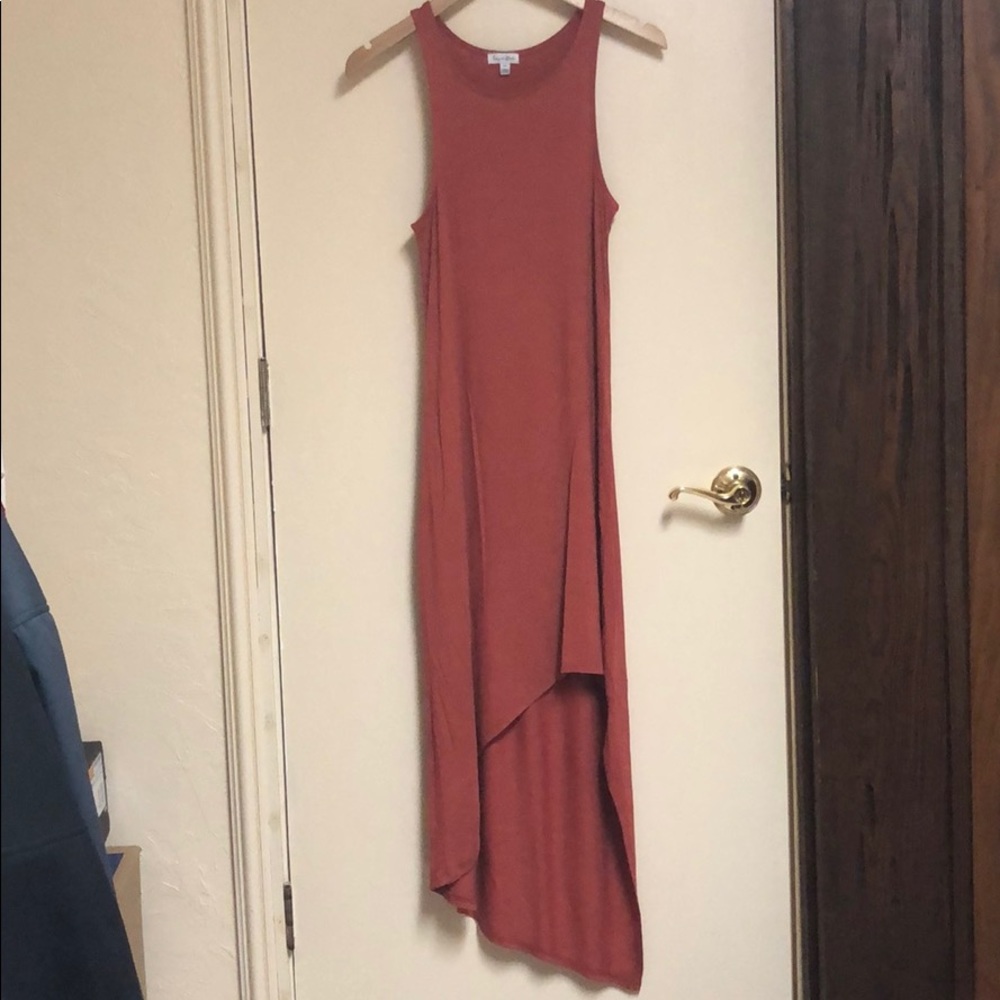 Final Price Orange Maxi Dress with angle cut